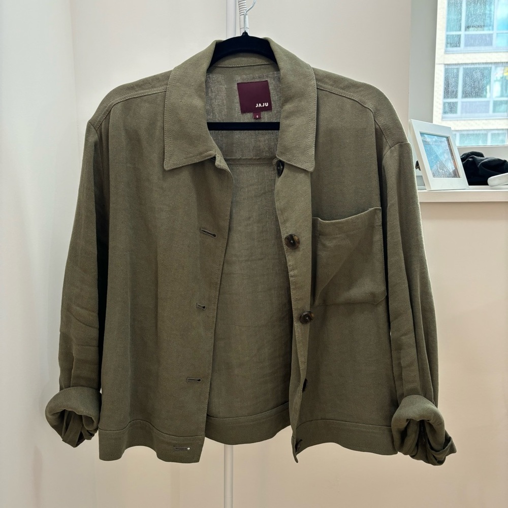 Khaki linen-cotton jacket